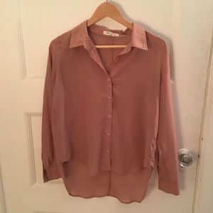 Forever 21 Mauve Chiffon Button-Up - Size Medium